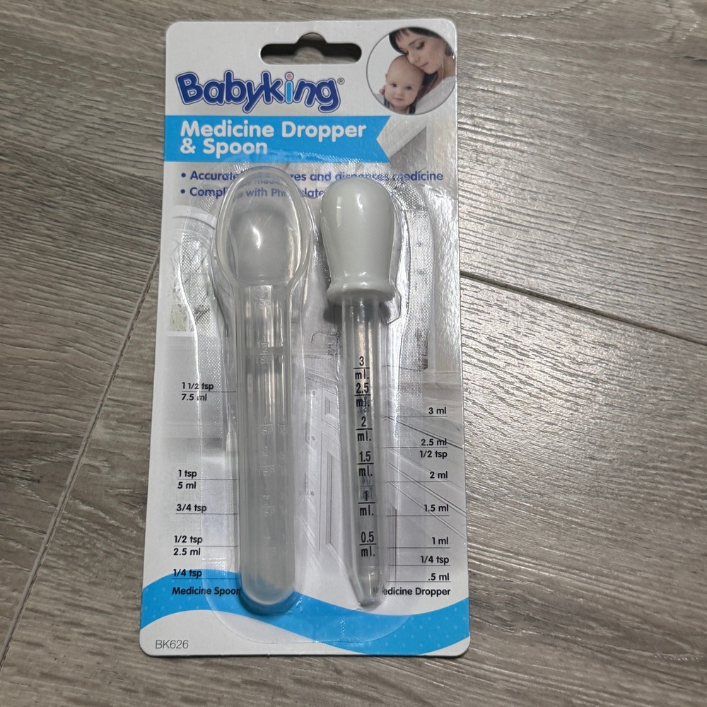 Babyking Medicine Dropper & Spoon Set Clear Plastic BK626 Phthalate Compliant